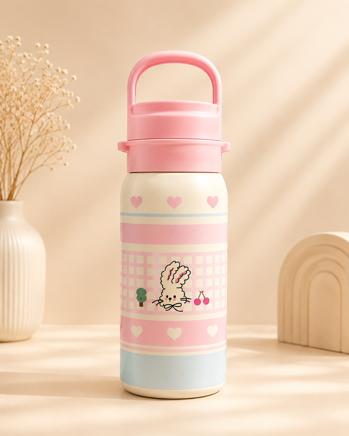 فلاسک کودک استیل طرح عروسکی با درب دسته دار